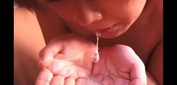  Horny asian babe sucking some cock